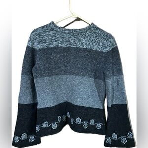 Jillian Jones 100% Lambswool Gray Blue Sweater Size Small